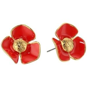 Torrey Burch, red flower studs